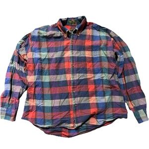 Men’s Boston Traders Plaid Flannel Button Up Shirt Size Large